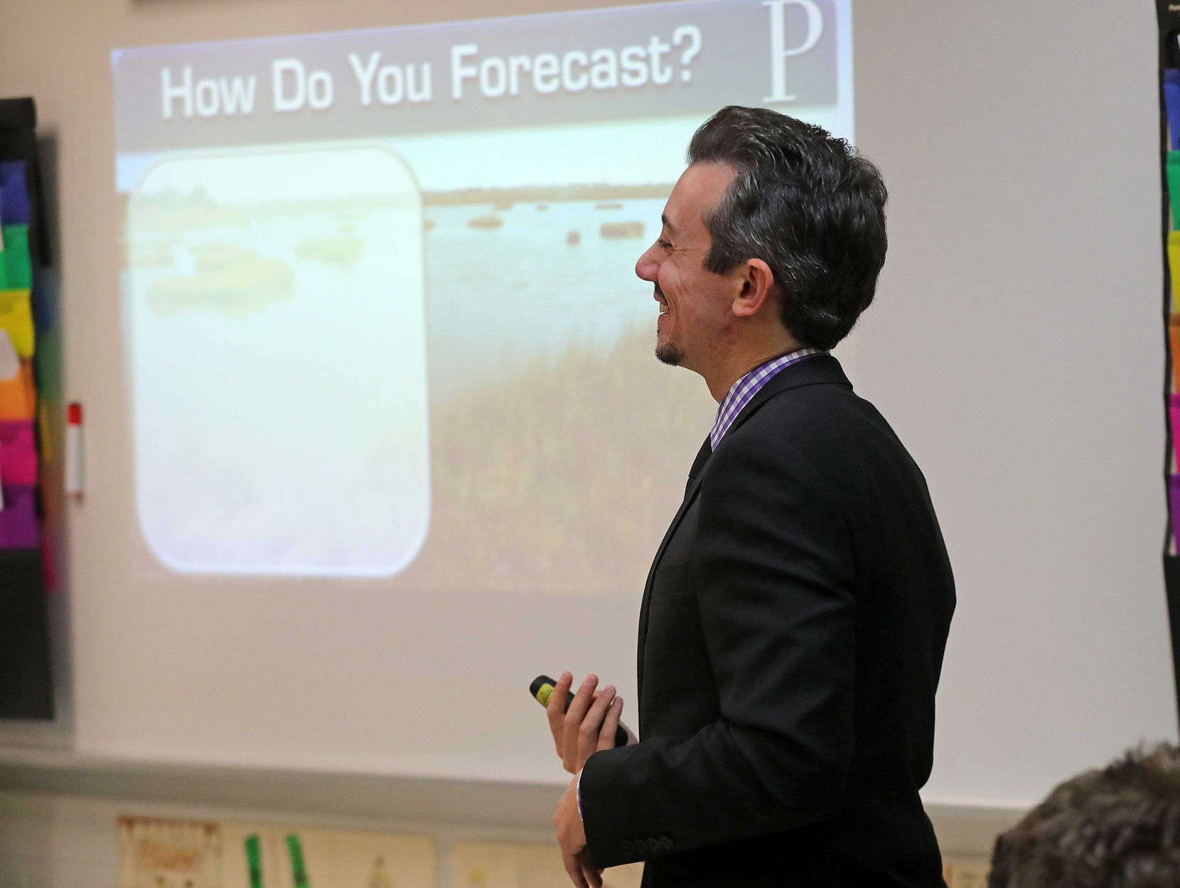 Meteorologist Joe Martucci at Middle Township Middle School
